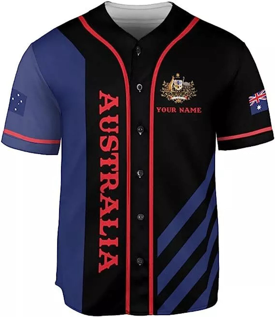 Custom Personalized Australia Baseball Jersey Shirt Australia Flag, Australian Kangaroo