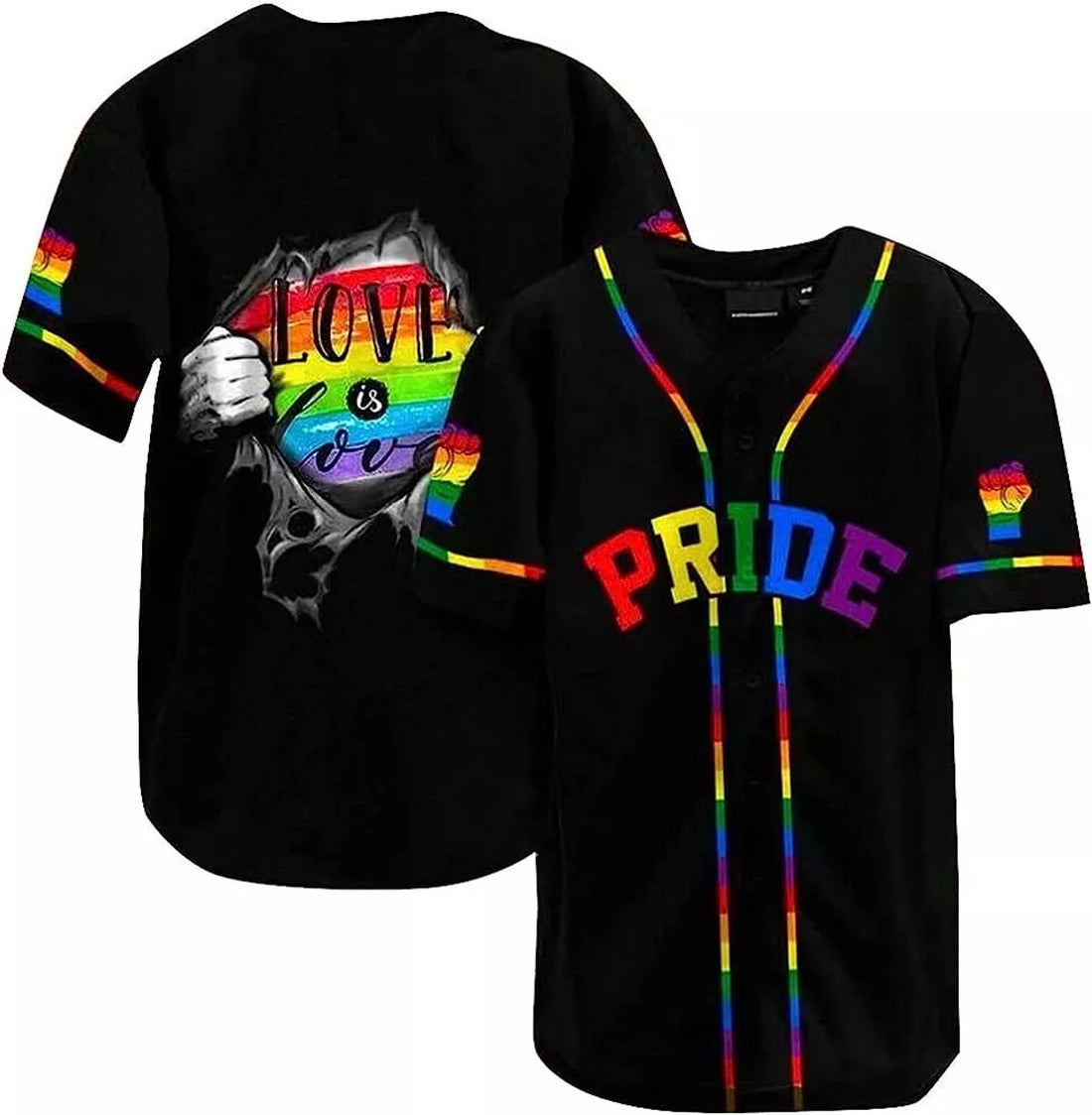 LGBT Pride Rainbow Heart Show Your True Color, Baseball Jersey S-5XL