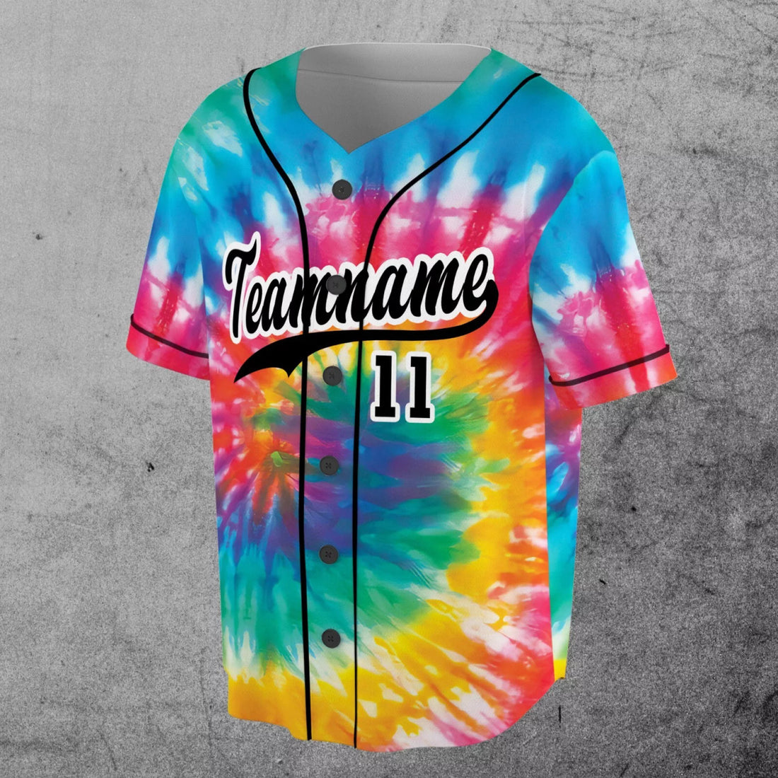 Custom Tie Dye Colorful Rainbow Gift for Team 3D Baseball Jersey Size S-5XL