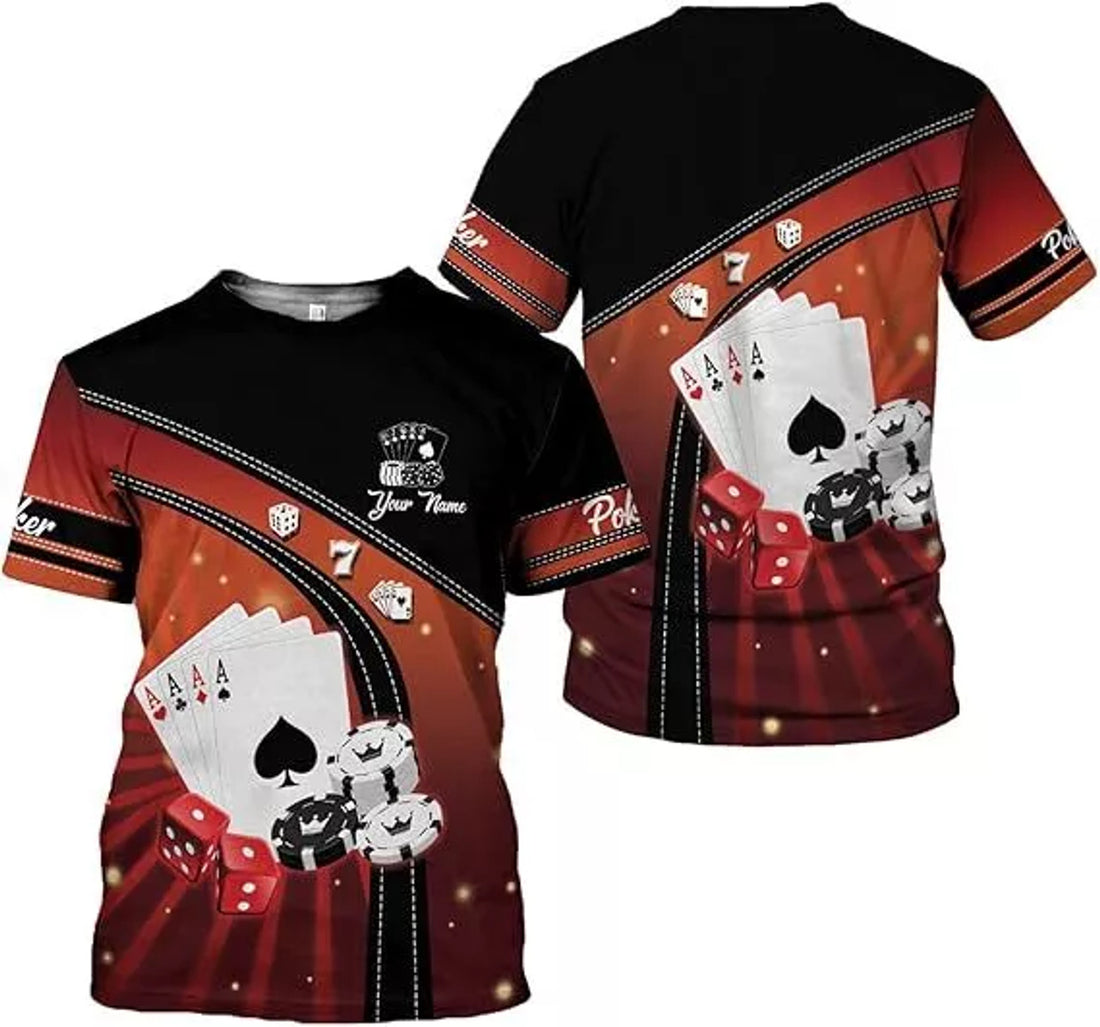 Custom Poker Shirts Poker Player Shirt Funny Casino Poker Pattern T-Shirt Men