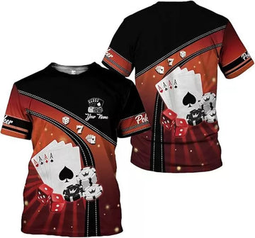 Custom Poker Shirts Poker Player Shirt Funny Casino Poker Pattern T-Shirt Men
