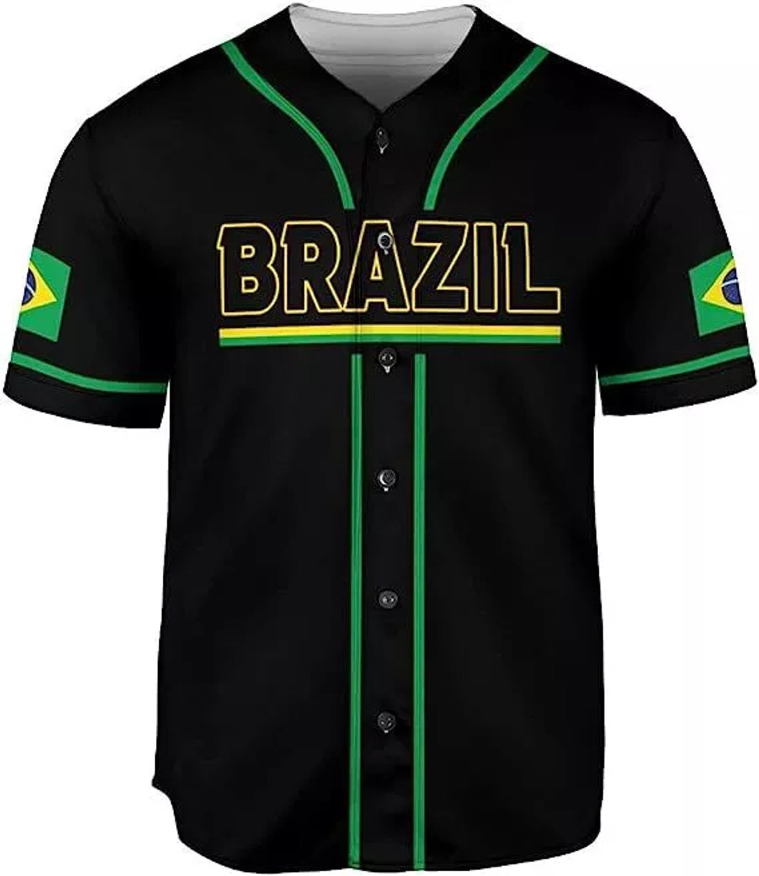 Custom Name Brazil Baseball Jersey Shirt, Brasil Brazilian Flag Bandera Bandeira