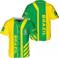 Custom Personalized Brazil Baseball Jersey Shirt Brasil Brazilian Flag Bandeira