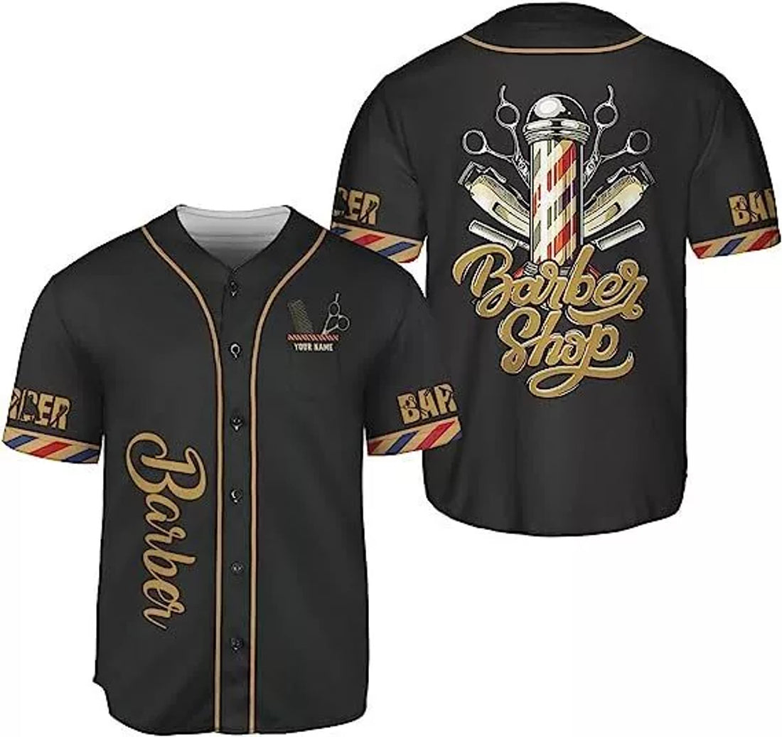 Custom Barber Shop Baseball Jersey, Hairdresser Baseball Jersey Barber, To