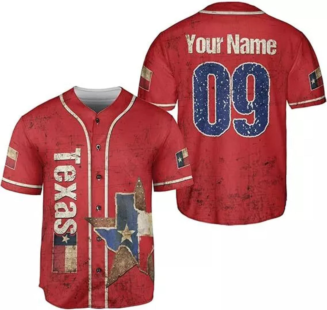 Custom Texas Baseball Jersey, Proud Texas Jersey Men State of Texas Flag Shirts