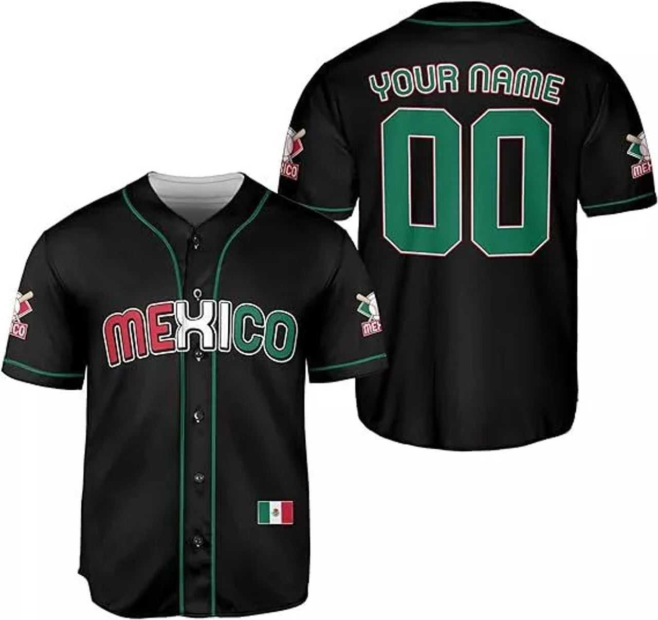 Custom Flag Mexico Baseball Jersey Soccer Shirt Men Women Mexican
