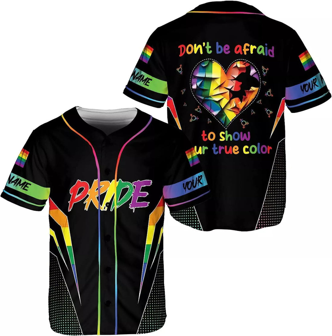 Customized Name LGBT Pride AOP Baseball Jersey, Custom LGBT Shirts, Pride Clothi