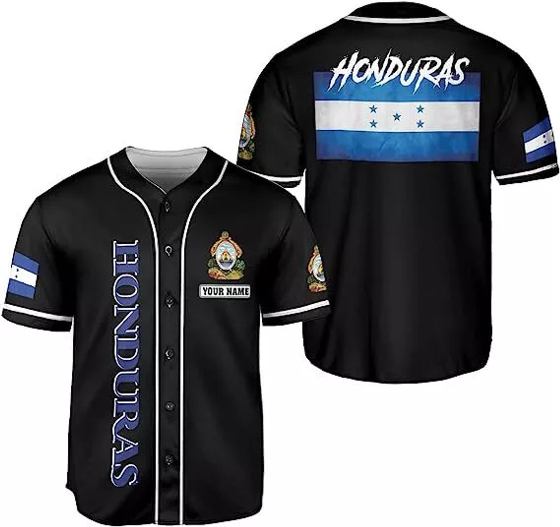 Custom Personalized Honduras Flag Baseball Jersey Shirt