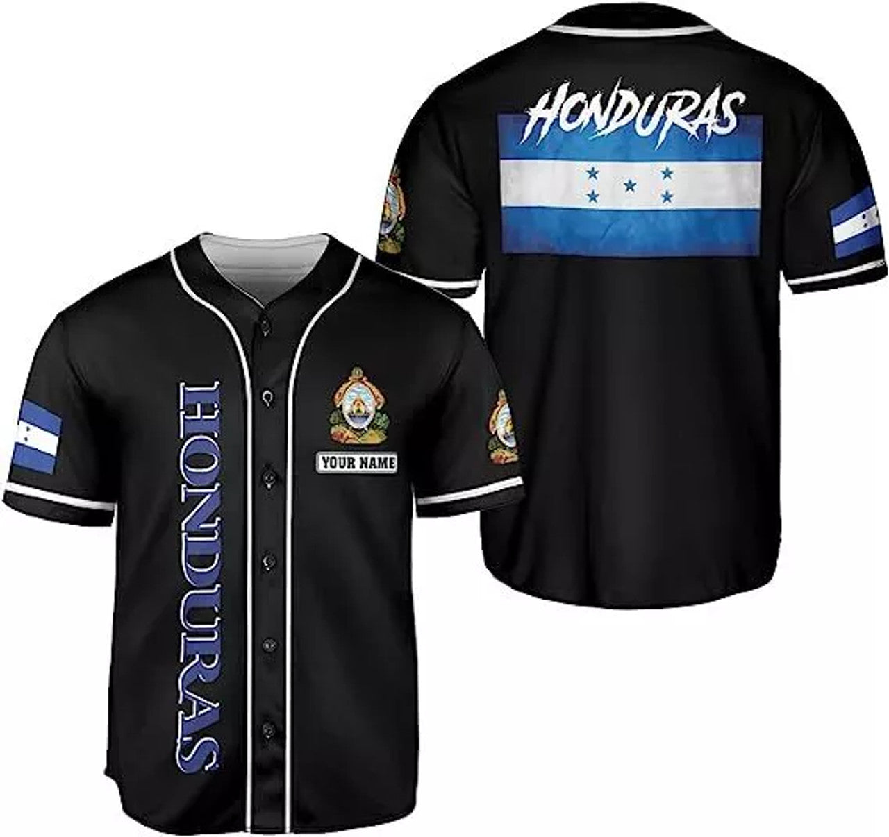 Custom Personalized Honduras Flag Baseball Jersey Shirt