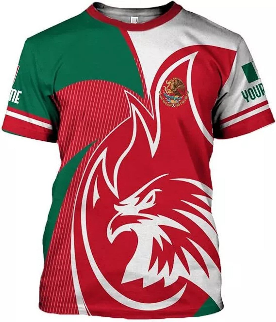 Custom Mexico Shirts for Men Mexican Shirts 3D Mexican Flag T-Shirt Mexico
