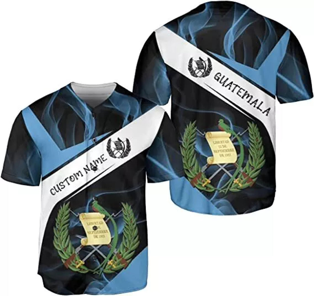 Custom Personalized Name Guatemala Baseball Jersey Shirt Guatemalan Pride 3D Shirts Gif