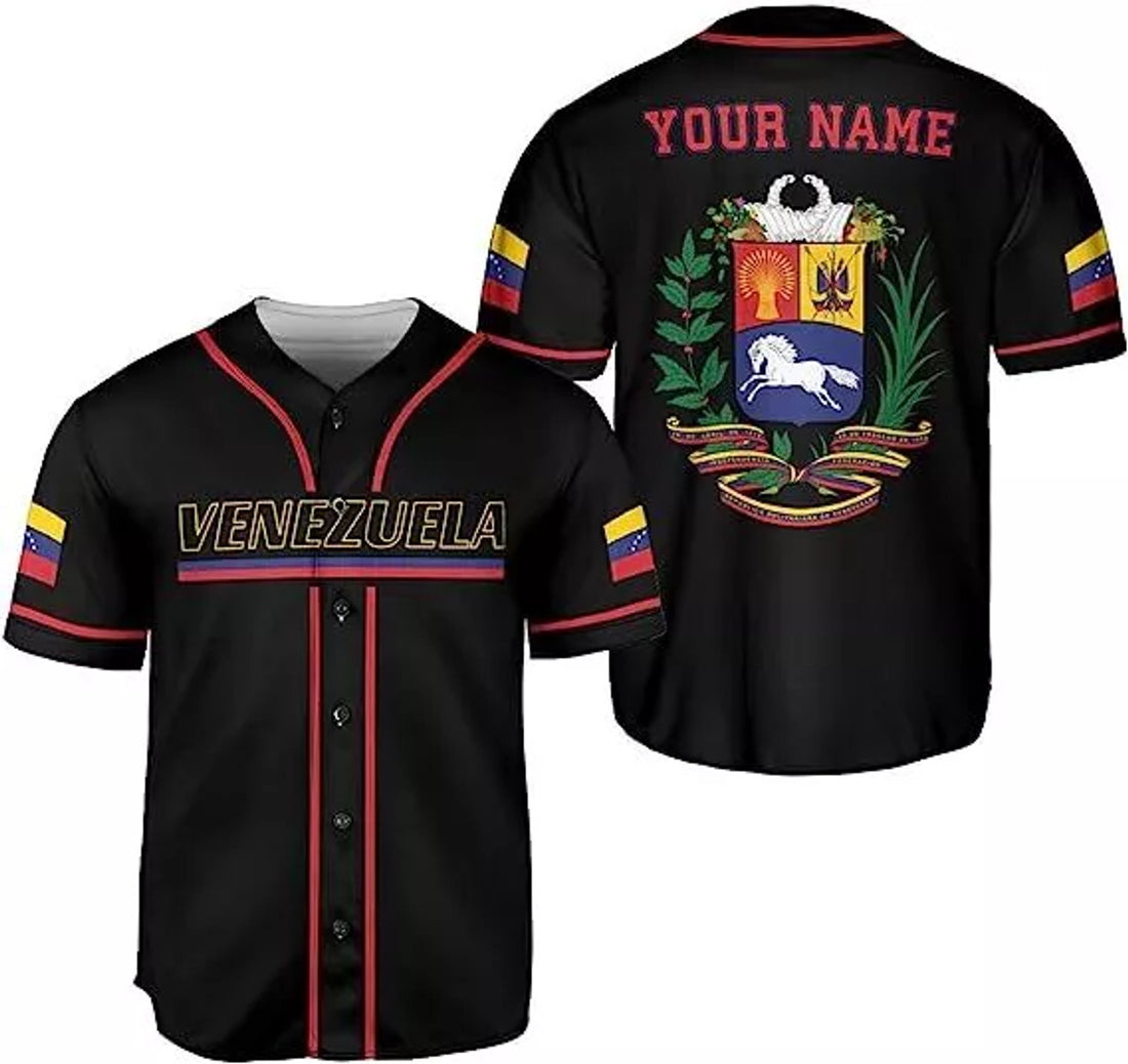 Custom Name Venezuela Baseball Jersey, Proud Venezuelan Flag Jersey for Men Women