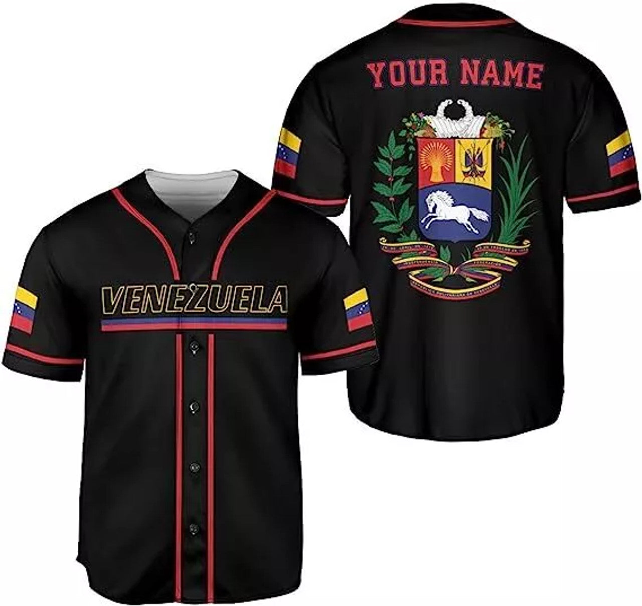 Custom Name Venezuela Baseball Jersey, Proud Venezuelan Flag Jersey for Men Women