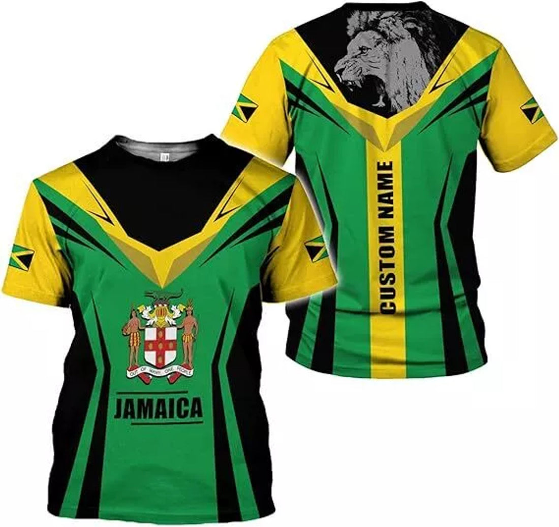 Custom Jamaica Flag Lion Shirt for Men Women Jamaican Pride T-Shirt