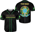 Custom Name Brazil Baseball Jersey Shirt, Brasil Brazilian Flag Bandera Bandeira