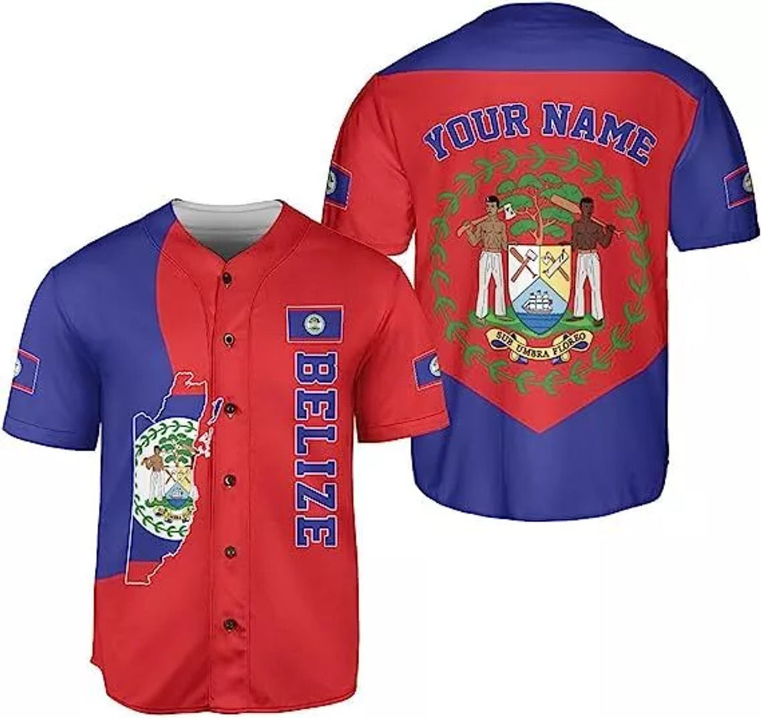 Custom Personalized Belize Baseball Jersey Shirt, Belizean Flag Jersey Belizean Pride