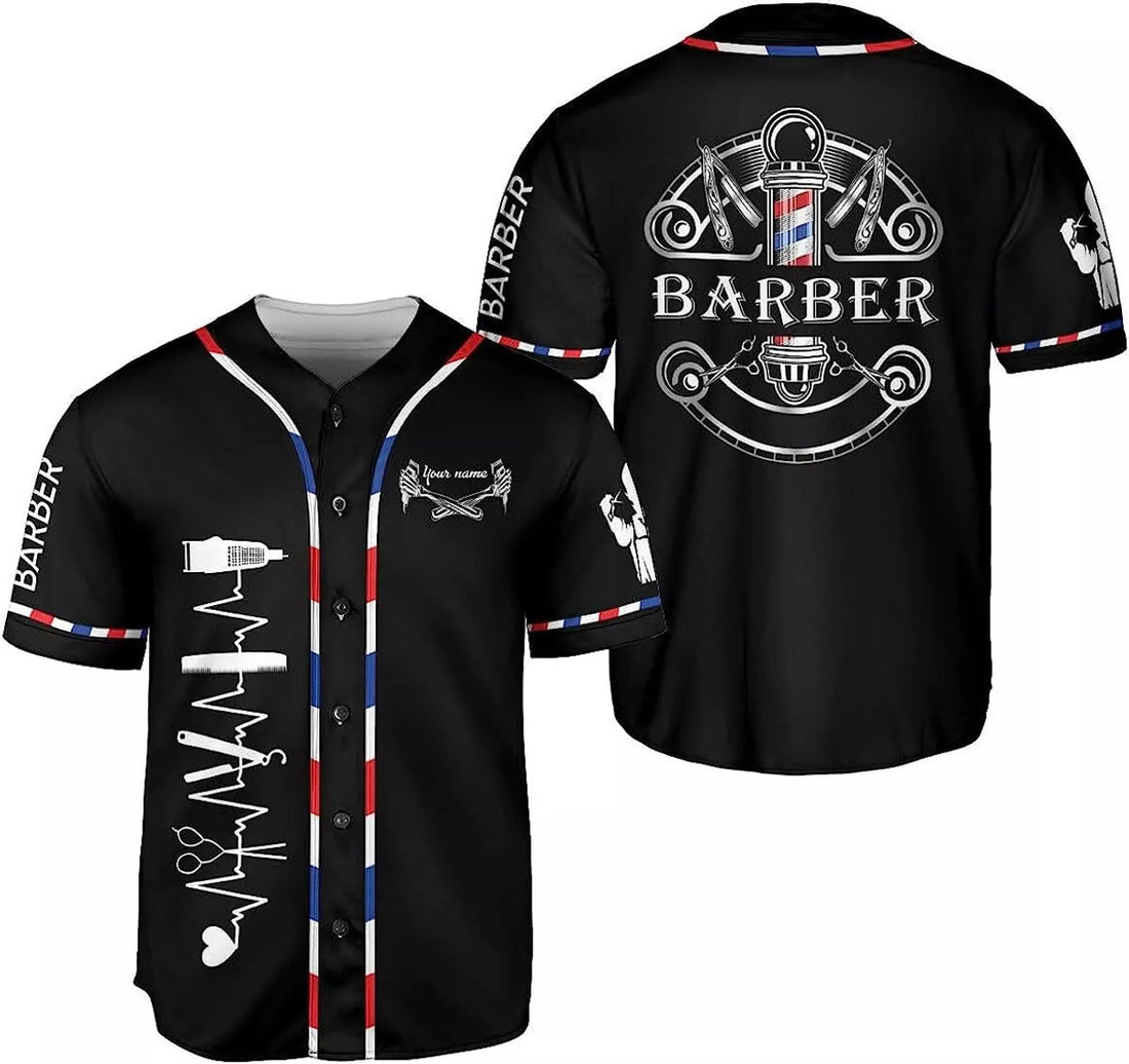 Custom Personalized Baber Shop Baseball Jersey, Hairdresser Baseball Jersey Barber Life