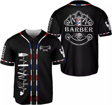 Custom Personalized Baber Shop Baseball Jersey, Hairdresser Baseball Jersey Barber Life