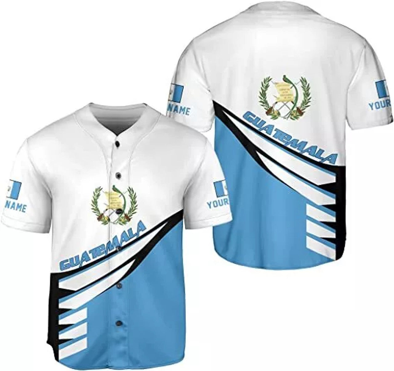 Custom Personalized Name Guatemala Baseball Jersey Shirt, Guatemalan Pride 3D Shirts Gif