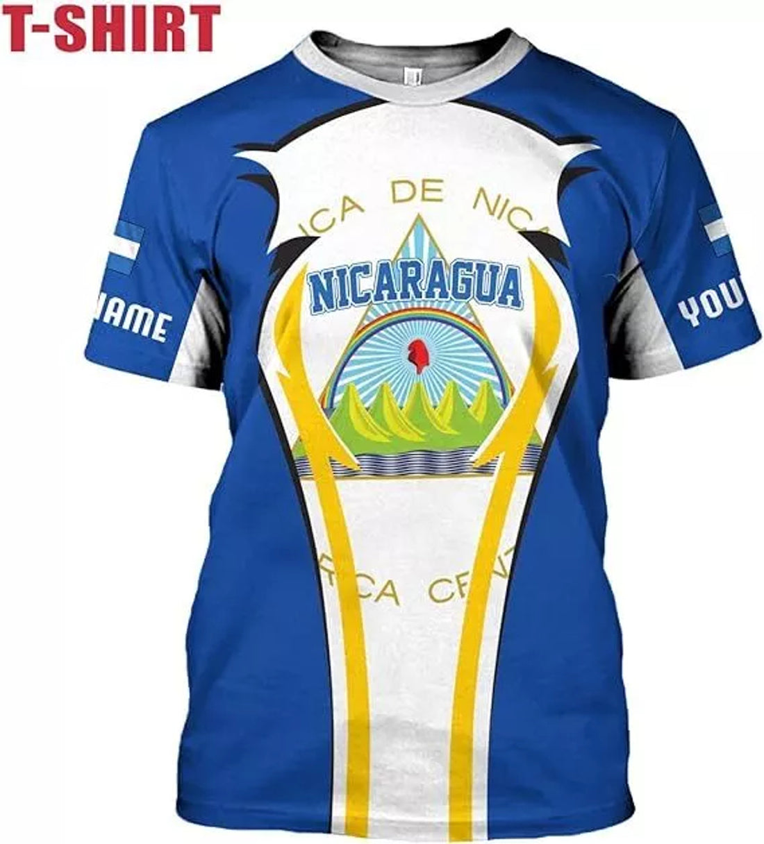 Custom Nicaragua Shirt 3D Nicaragua Flag Shirts Nicaraguan Camisas T-Shirt