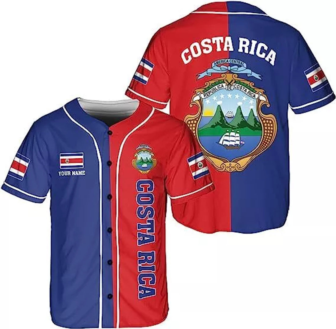 Custom Personalized Costa Rica Baseball Jersey Costa Rican Baseball Jersey for Men Women