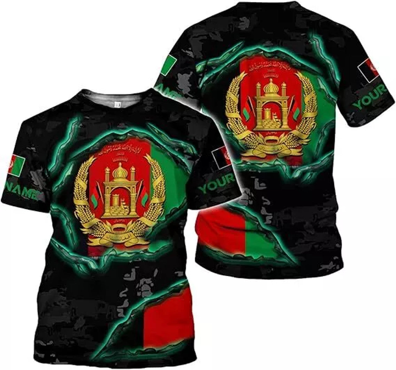Custom Afghanistan Shirt 3D Afghan Clothes for Men Afghanistan Flag Pride Shirts