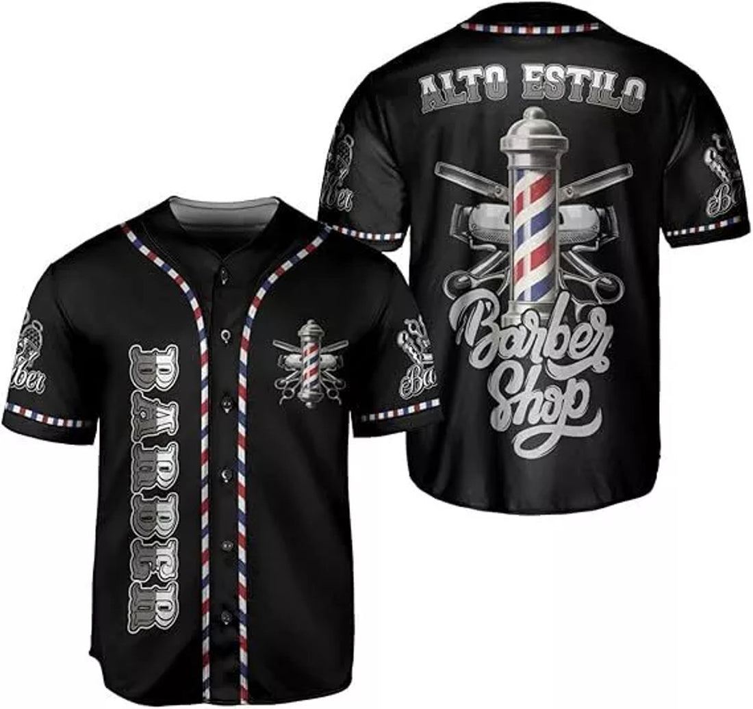 Custom Barber Shop Custom Name Shirt 3D for Men Women Scis Baseball Jersey