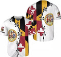 Custom Personalized Maryland State Pride Flag Baseball Jersey Shirt Maryland Crab Shir