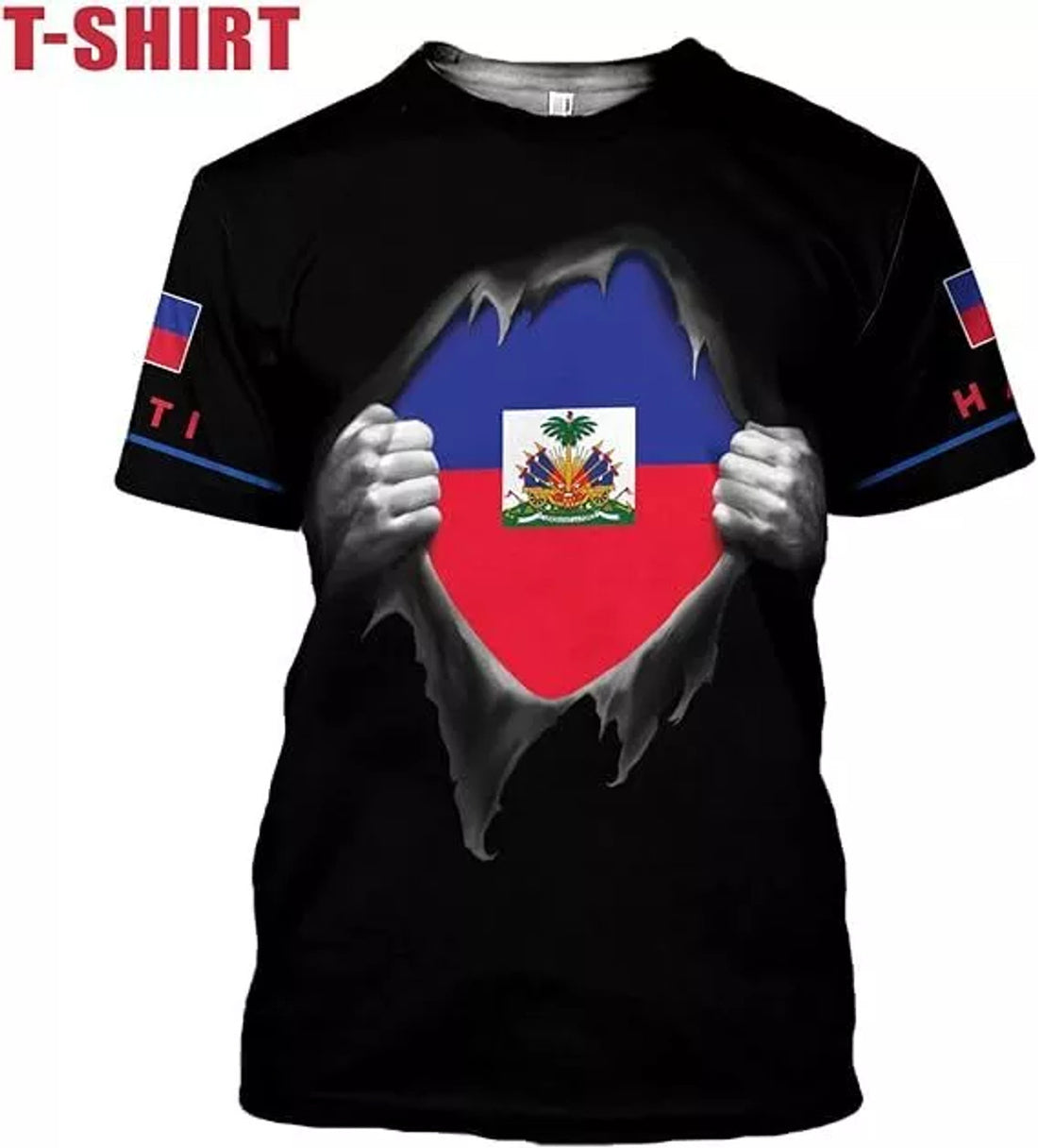Custom Haiti Shirt 3D Haitians Flag Pride Shirt Haiti Shirts for Men & Women, Haitian