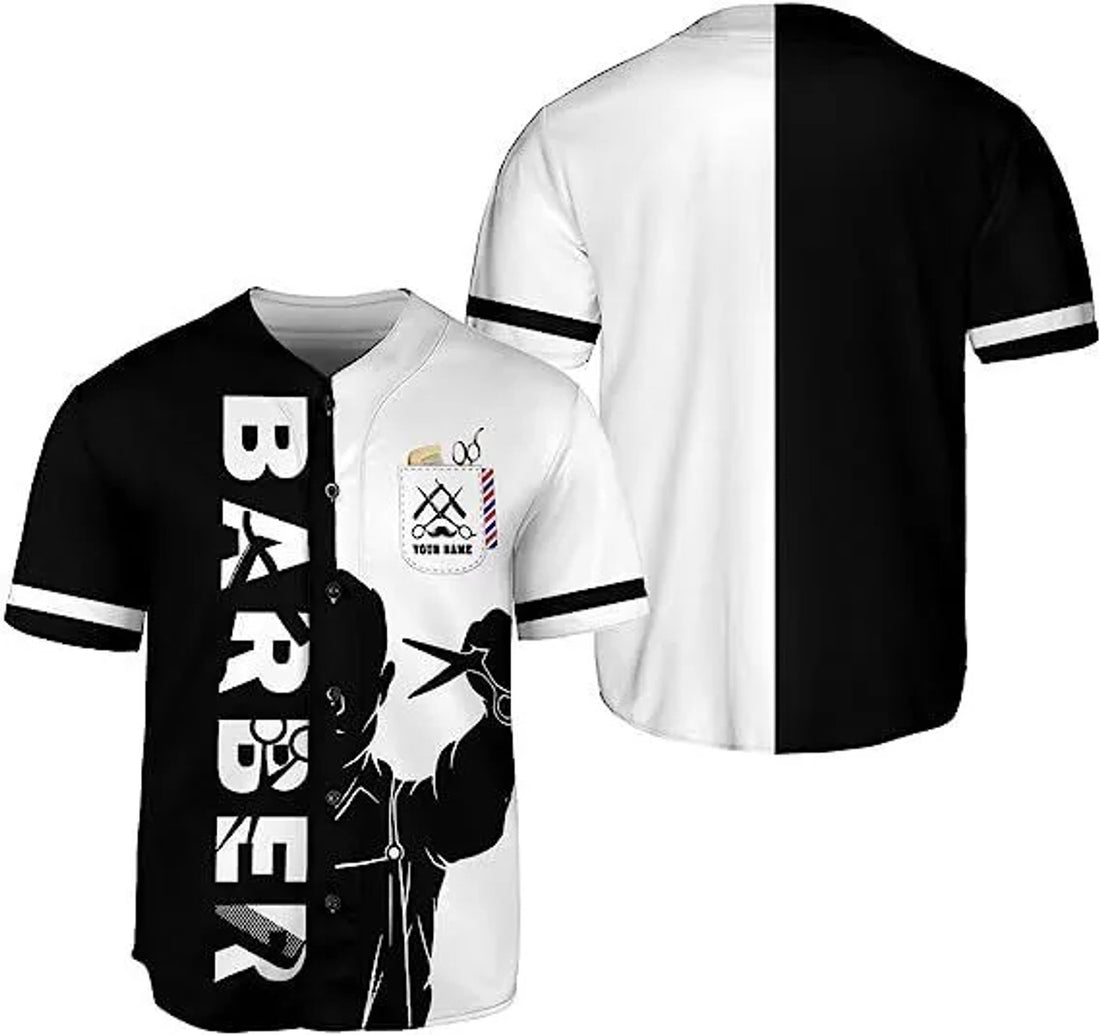 Custom Barber Shop Baseball Jersey Hairdresser Baseball Jersey Barber