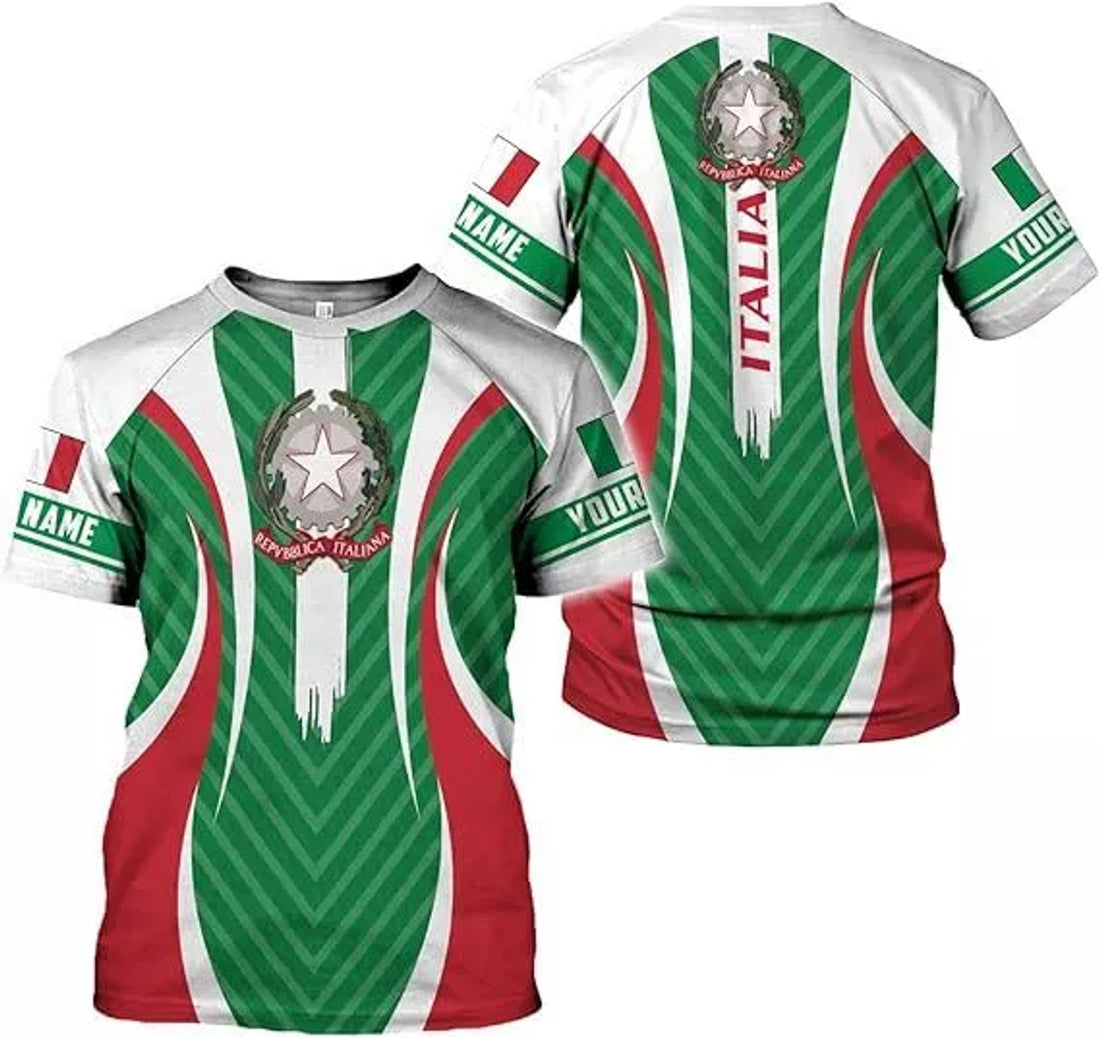 Custom Italy Shirt 3D, Custom Italian Shirt Flag for Men and Women, Italia Shirt Soccer