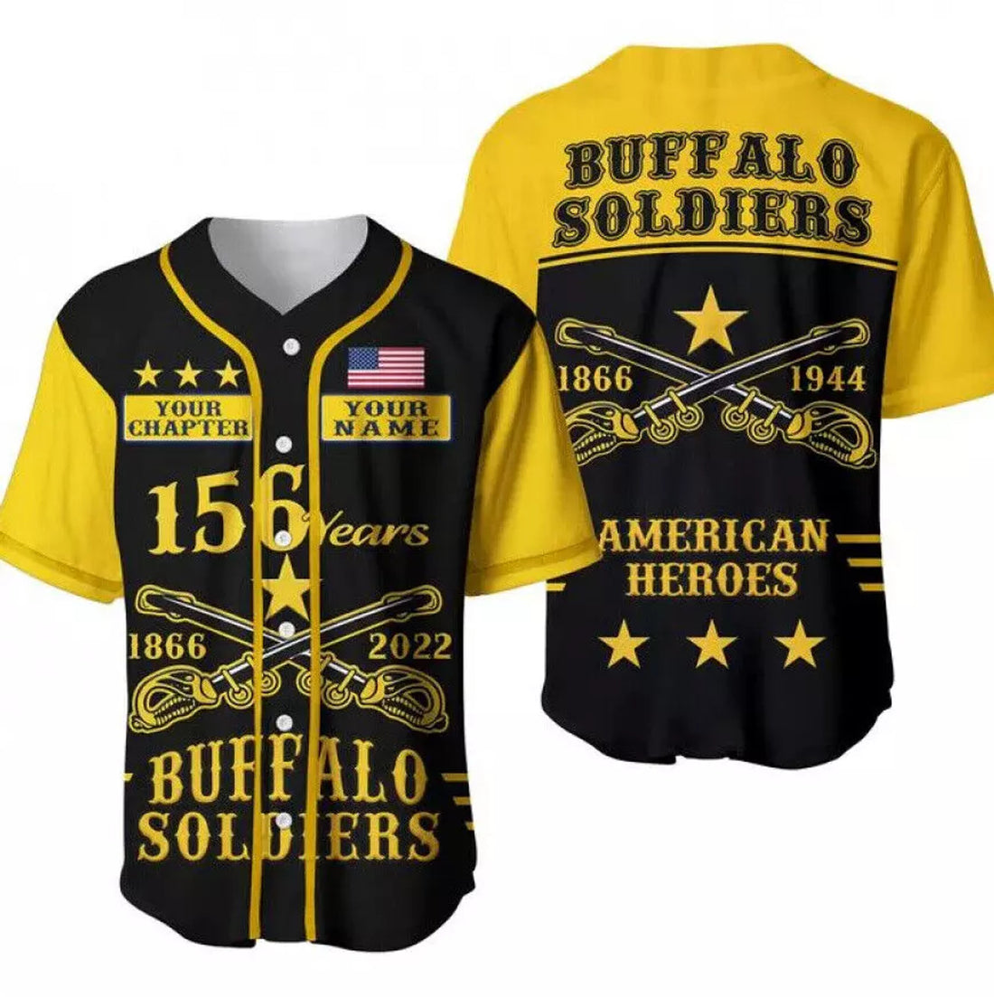 Custom Name Buffalo Soldier American Heroes 3D Baseball Jersey Shirt Size S-5XL