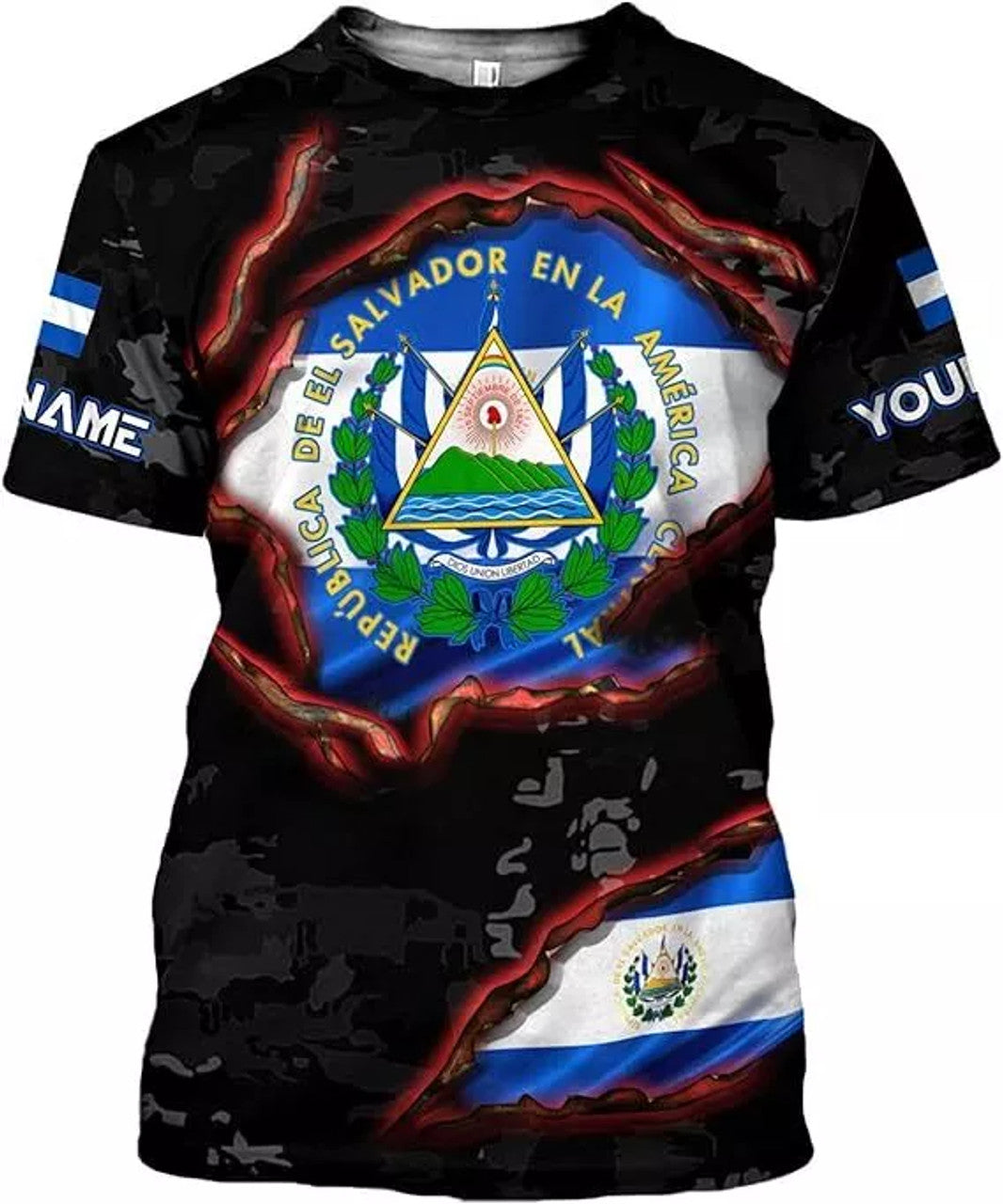 Custom El Salvador Shirt 3D, El Salvador Flag Shirt for Men Women, El Salvador T-Shirt