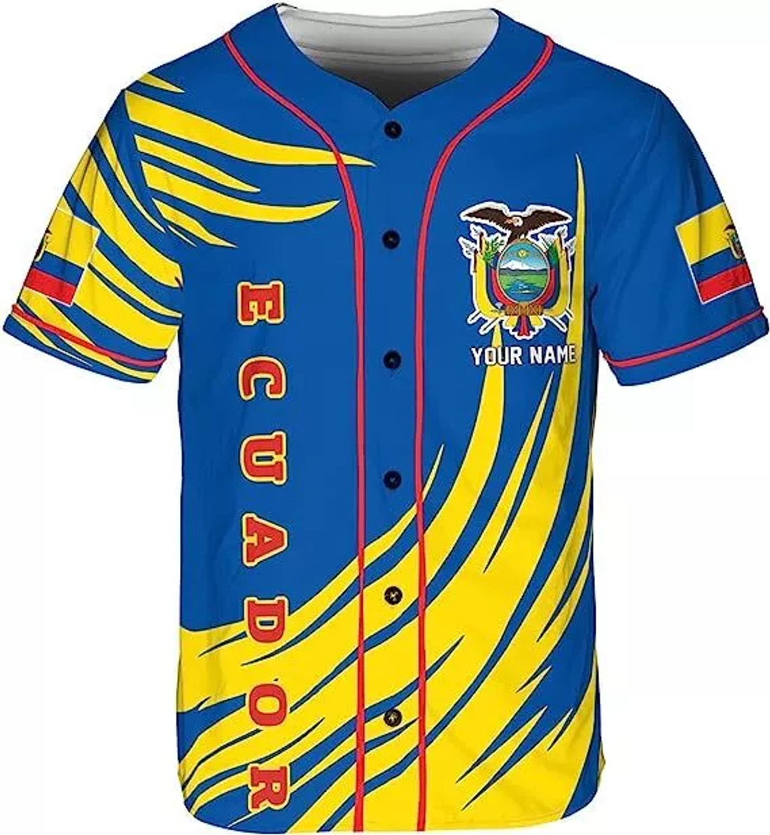 Custom Personalized Ecuador Baseball Jersey Shirt, Ecuador Flag Jersey Ecuadorian Jers