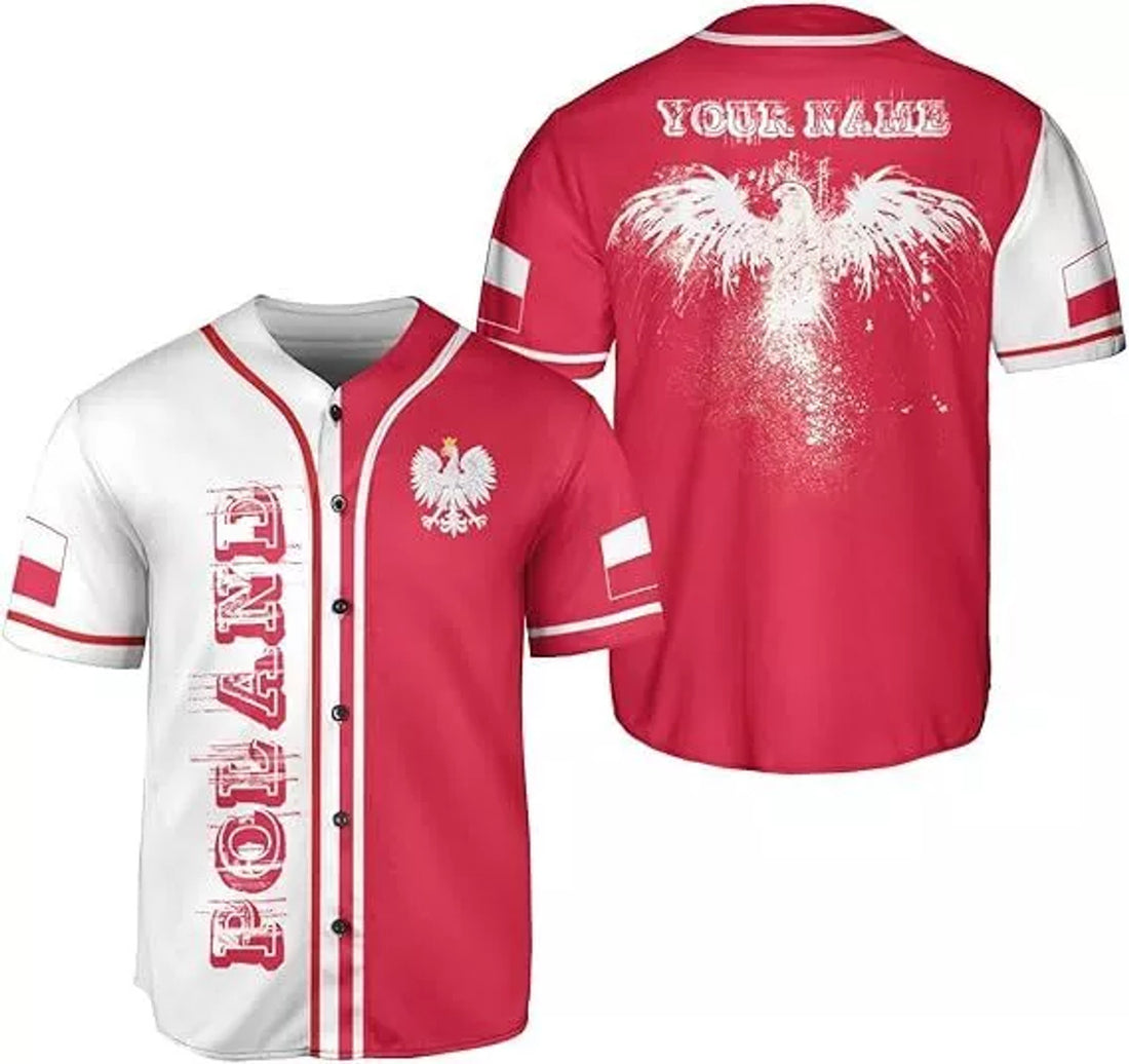 Custom Poland Baseball Jersey Shirt Women & Men, Polska Tshirt Poland Shirt