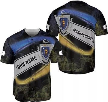 Custom Personalized Name Massachusetts Baseball Jersey, Shirts Massachusetts Shirts for