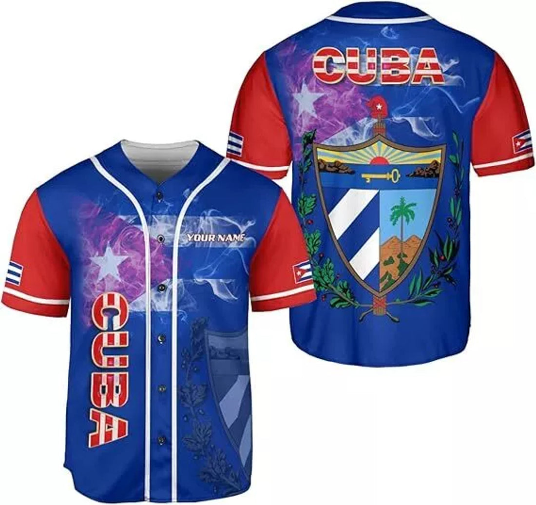 Custom Cuba Baseball Jersey Shirt Cuba Flag Pride Jersey Cuba Jerseys for Men