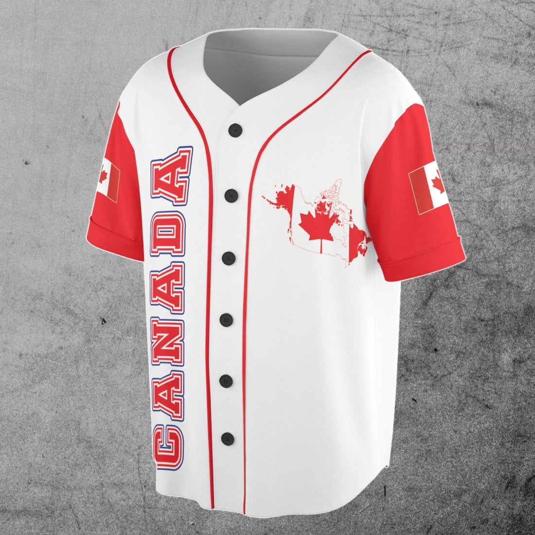 Custom Number Canada Flag Coat of Arms Maple Leaves 3D Baseball Jersey Size S-5XL