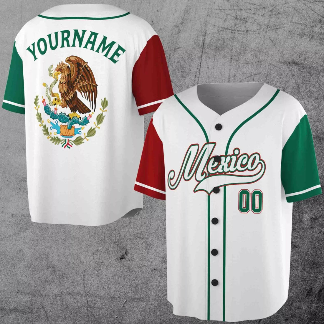 Custom Personalize Team Name, Name and Number Green-Red Mexico 3D All Over Print Baseball Jersey