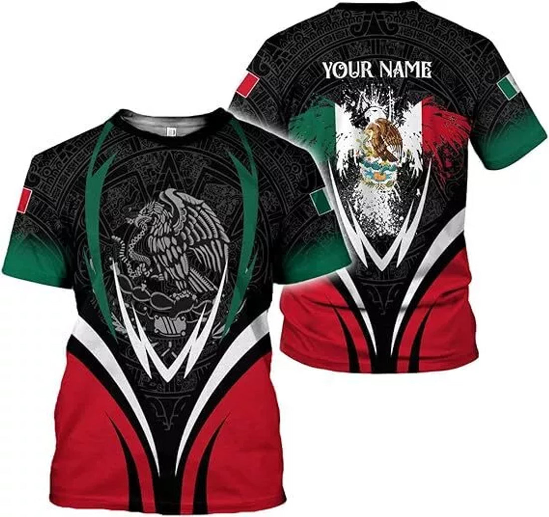 Custom Mexico Shirts for Men Mexican Shirts 3D Mexican Flag T-Shirt