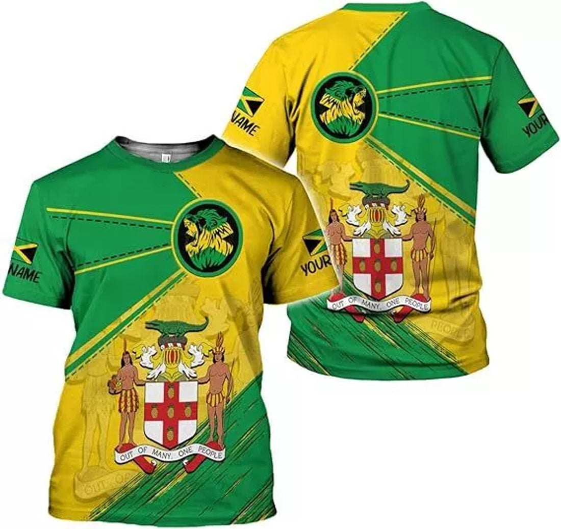 Custom Jamaica Flag Lion Shirt for Men Women Jamaican Pride 3D T-Shirt