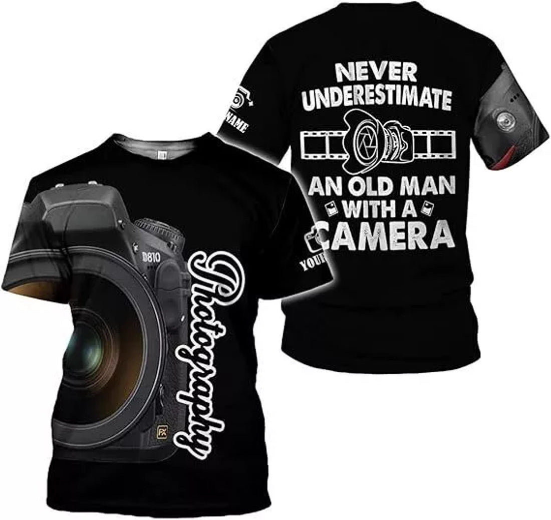 Custom Photography Shirt Photographer Shirts Photographic Camera T-Shirt Men Sizes S- 5XL