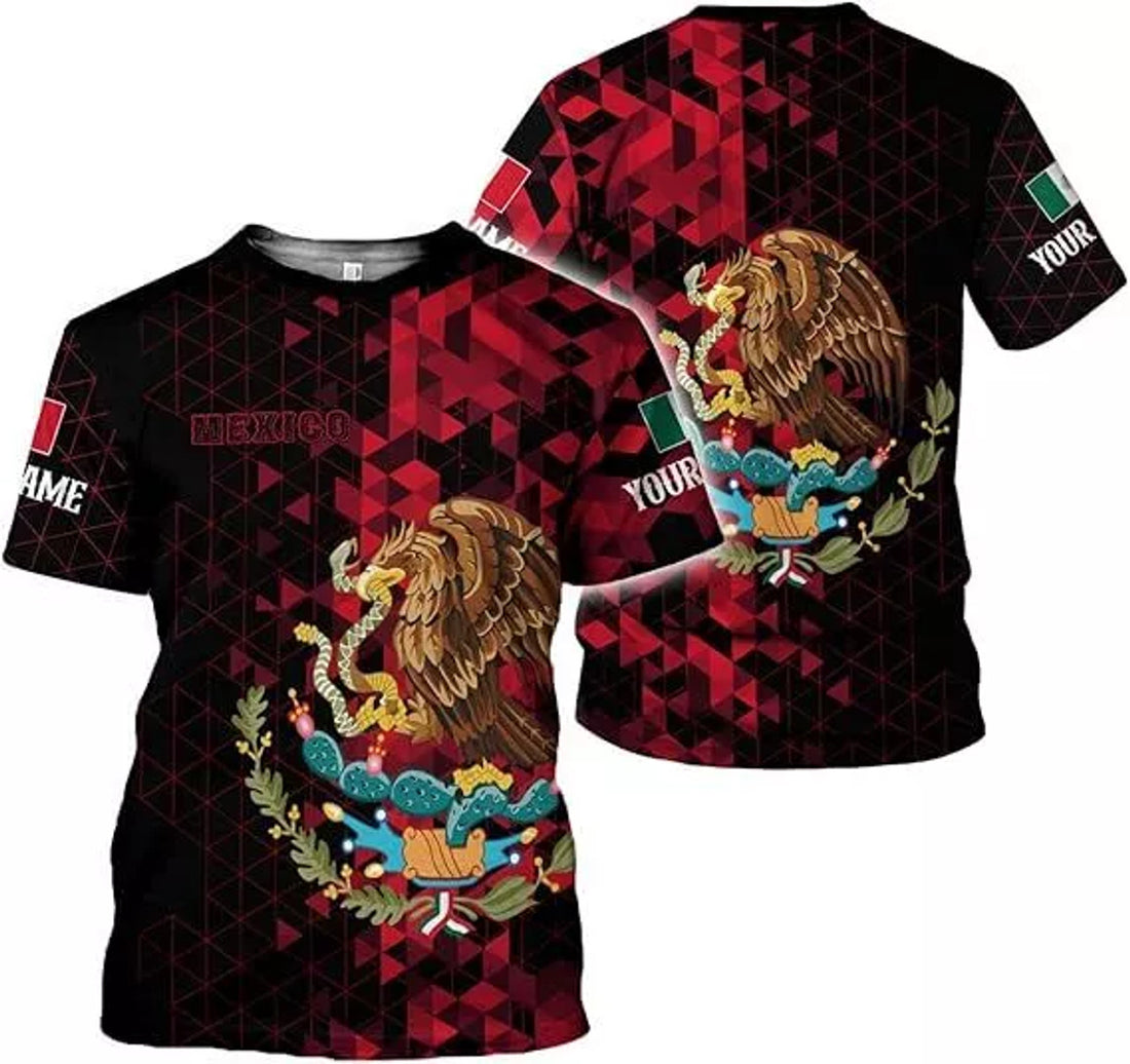 Custom Mexico Shirts for Men Mexican Shirts 3D Mexican Flag T-Shirt Mexico Flag