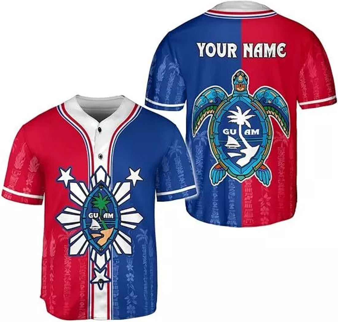 Custom Personalized Guam Men's Novelty Baseball Jersey Short Sleeve 3D Jersey Guahan
