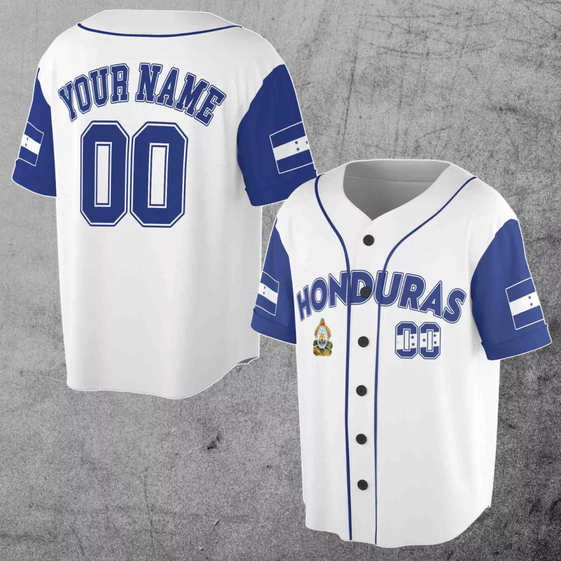 Custom Name Number Honduras Flag Honduras Coat of Arms 3D Baseball Jersey