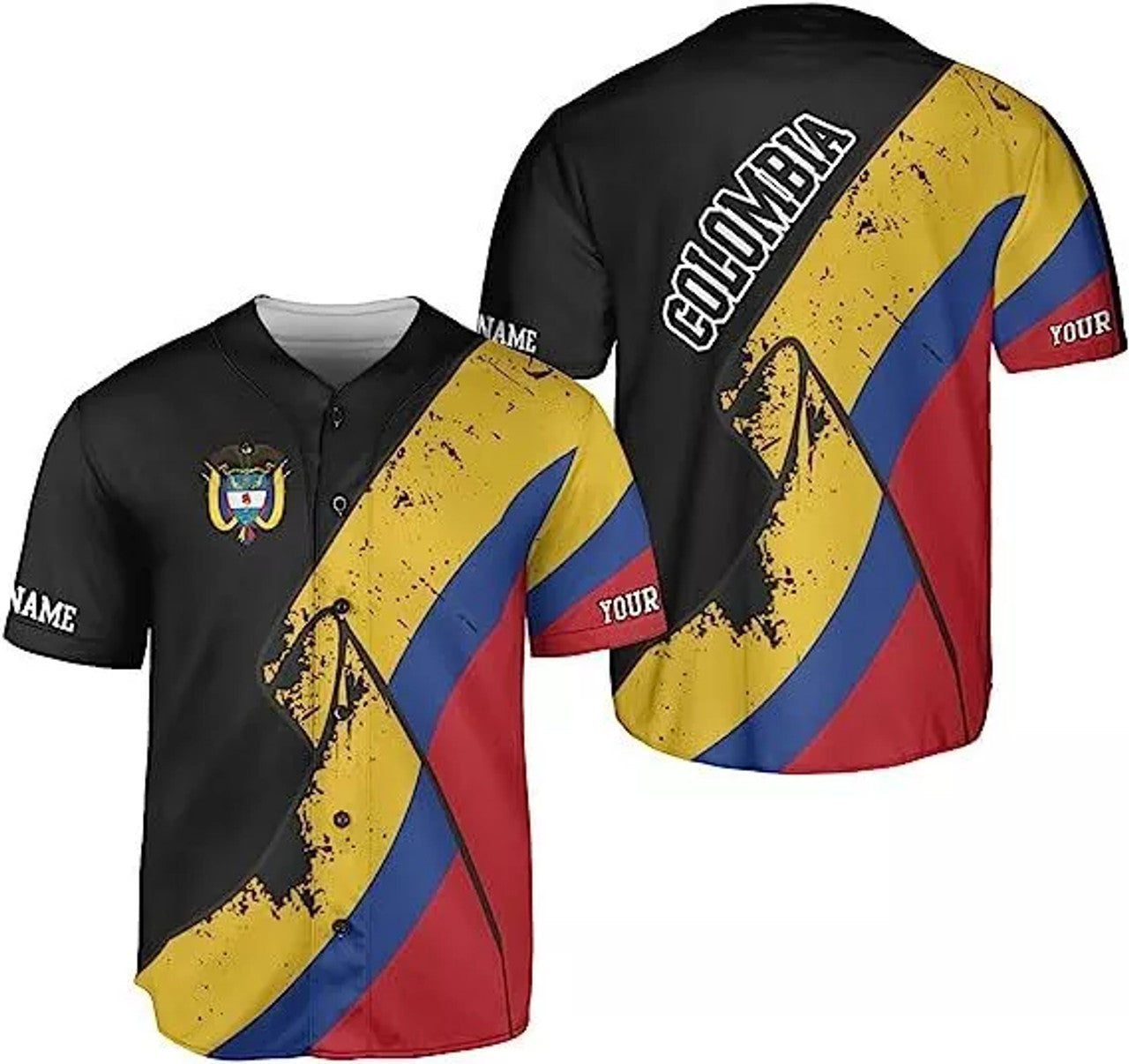 Custom Colombia Baseball Jersey, Custom Colombia Flag Jersey Shirts for Men