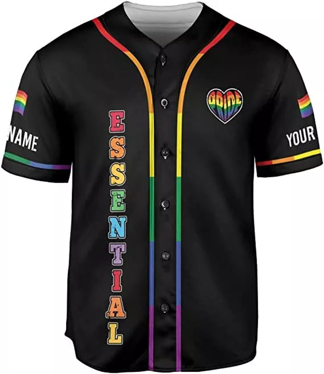 Custom Personalized LGBT Pride Baseball Jersey, LGBT Flag Rainbow, Baseball Jersey LGBT