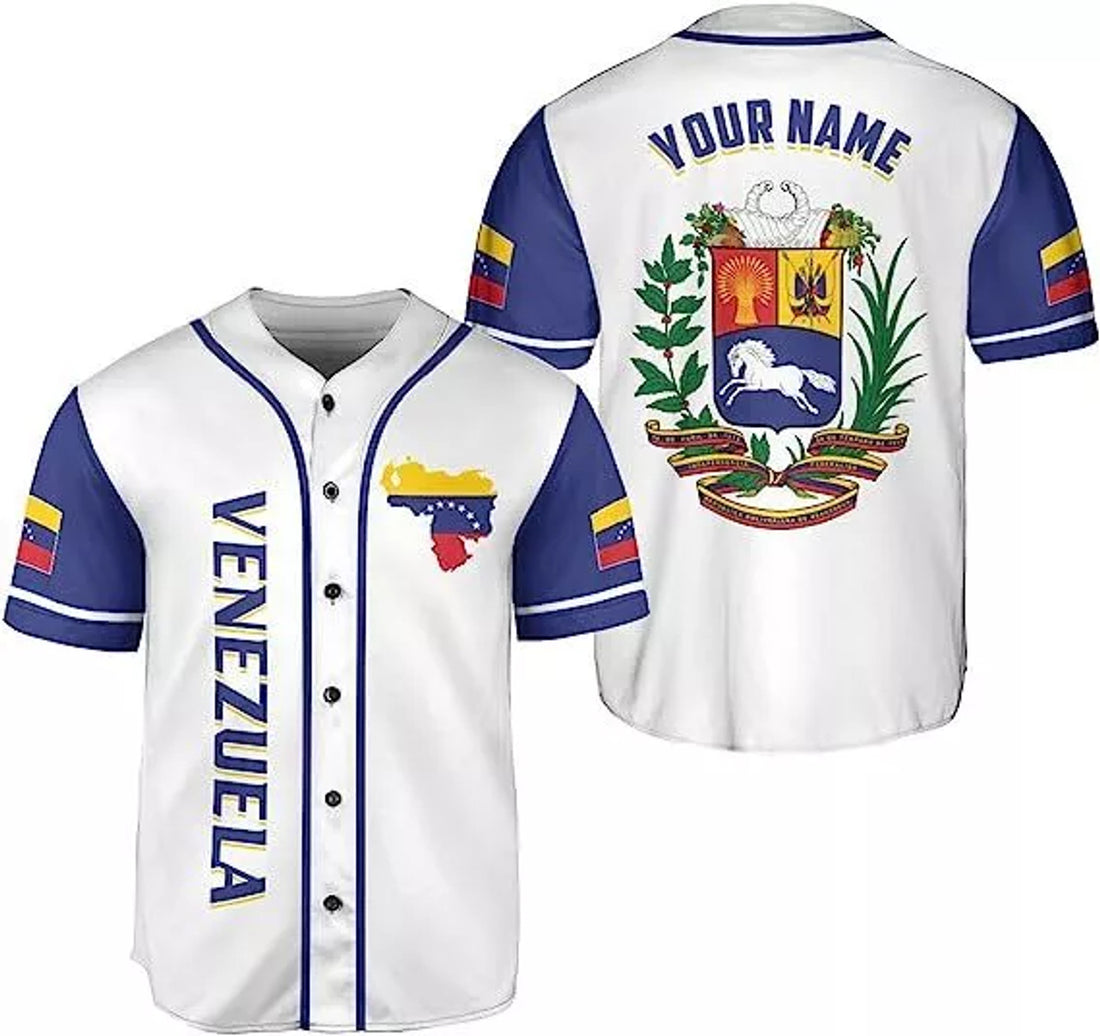 Custom Personalized Venezuela Baseball Jersey, Proud Venezuelan Flag Jersey for Men Women