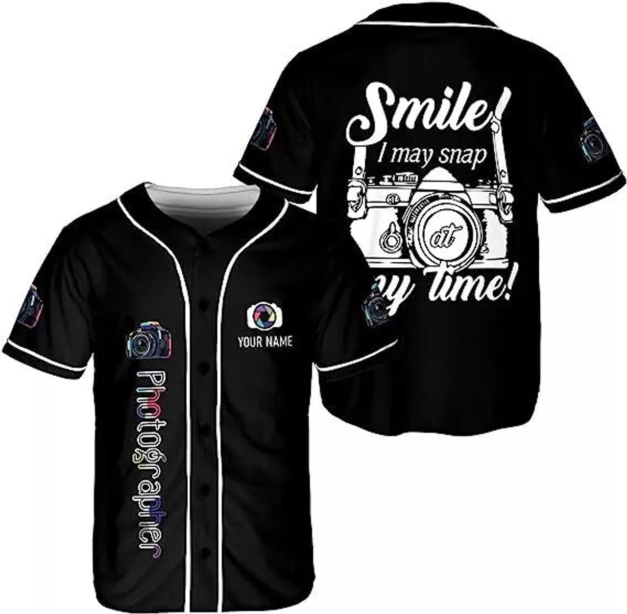 Custom Personalized Photography Jersey Shirts Photographer Baseball Jersey Shirt