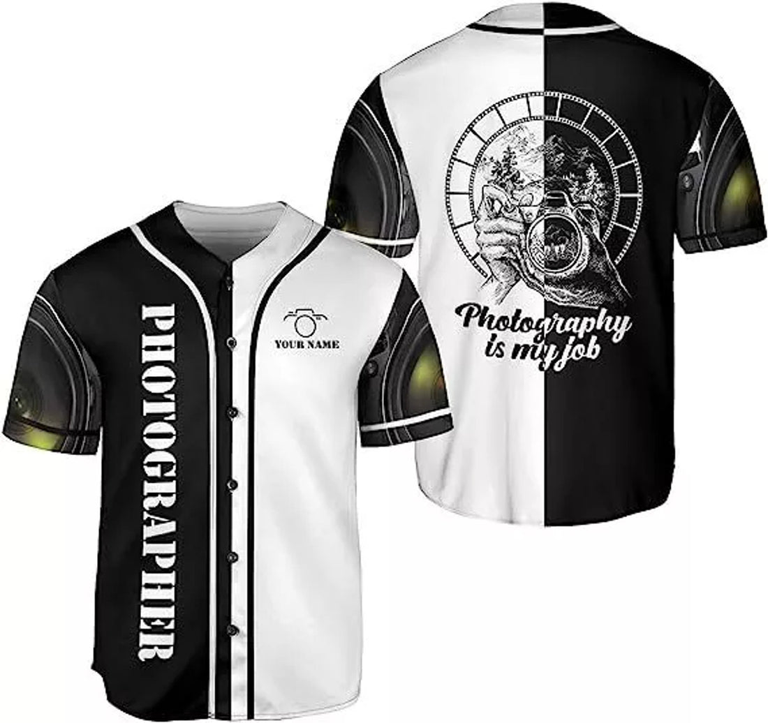Custom Personalized Photography Jersey Shirts, Photographer Baseball Jersey Shirt